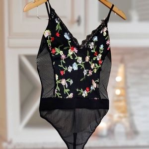 Embroidered Mesh Bodysuit